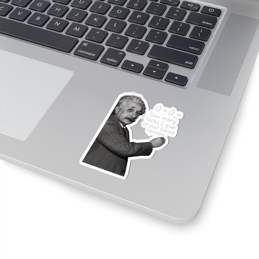 Funny Einstein Quote Kiss-Cut Stickers - How Many F*cks I Give - Great for Laptops, Journals, and Gifts
