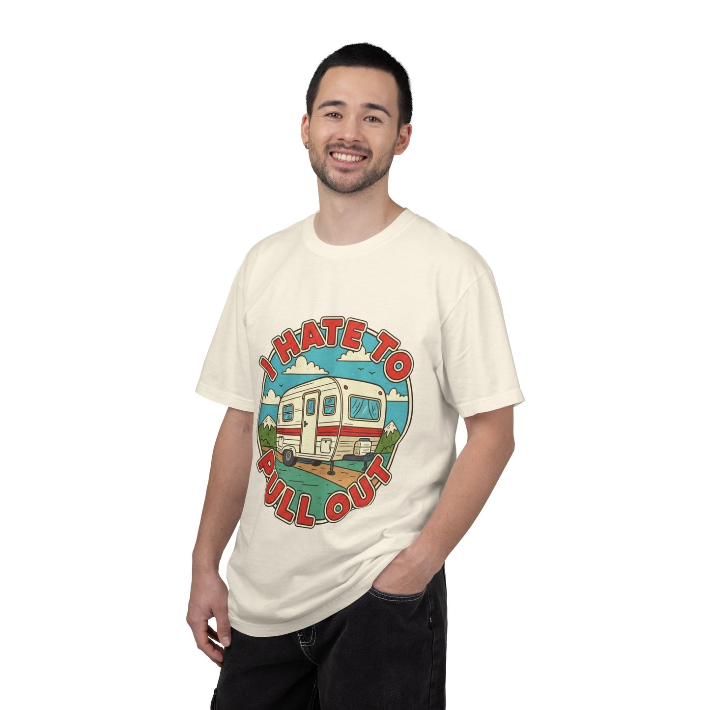 T-Shirt — Vintage Camper "I Hate to Pull Out" RV Camping Tee